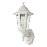 Duanera Exterior Wall Light 1x28w E27 Wht W/sens - outdoor wall light - Lux Lighting