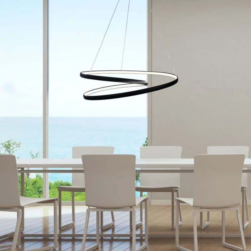 SATURN Led Spiral Pendant Black