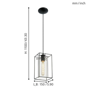 Loncino Pendant 1x60w E27 Black - pendant - Lux Lighting