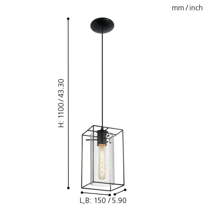 Loncino Pendant 1x60w E27 Black - pendant - Lux Lighting