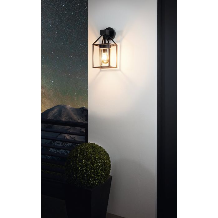 Trecate Exterior wall light 1x60w Blk/clr - outdoor wall light - Lux Lighting