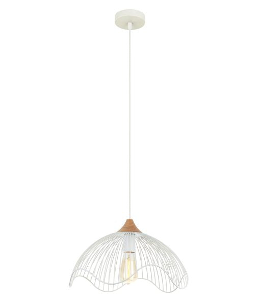 SPIAGGIA Pendant Es White Wire Cone W/wavy Edge - pendant - Lux Lighting