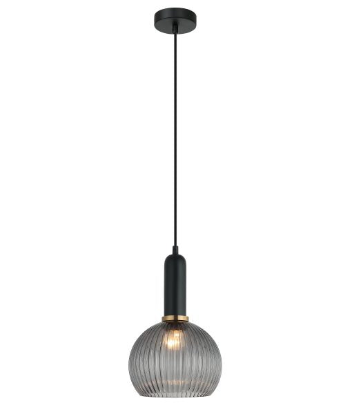 Vintaj Pendant Es Blk Smoky Glass Wine Glass - pendant - Lux Lighting