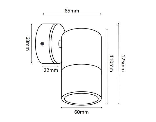 Single Fixed Down Spotlight - Titanium - outdoor wall light - Lux Lighting