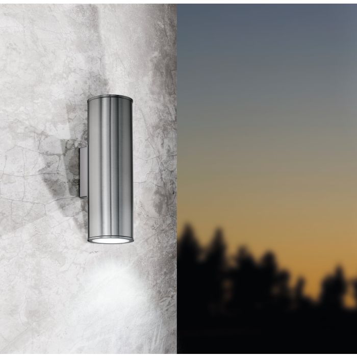 Riga Led Exterior Wall Light 2x3w Gu10 Led 3000k S/stl - outdoor wall light - Lux Lighting