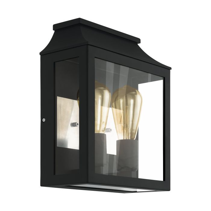 Soncino Exterior Wall Light 2x60w E27 Blk - outdoor wall light - Lux Lighting