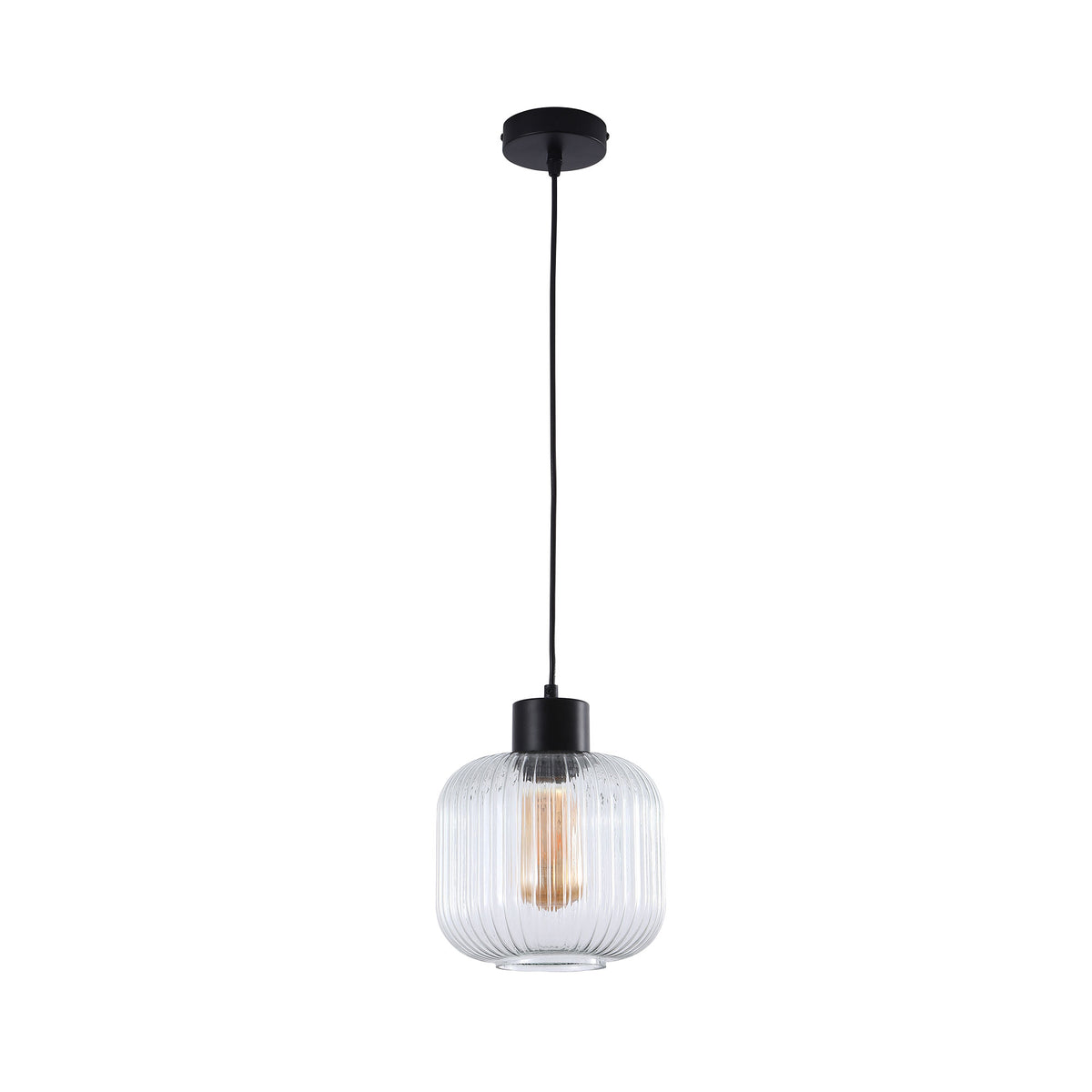 Miller.200 Single Pendant Clear Glass /BLACK - pendant - Lux Lighting