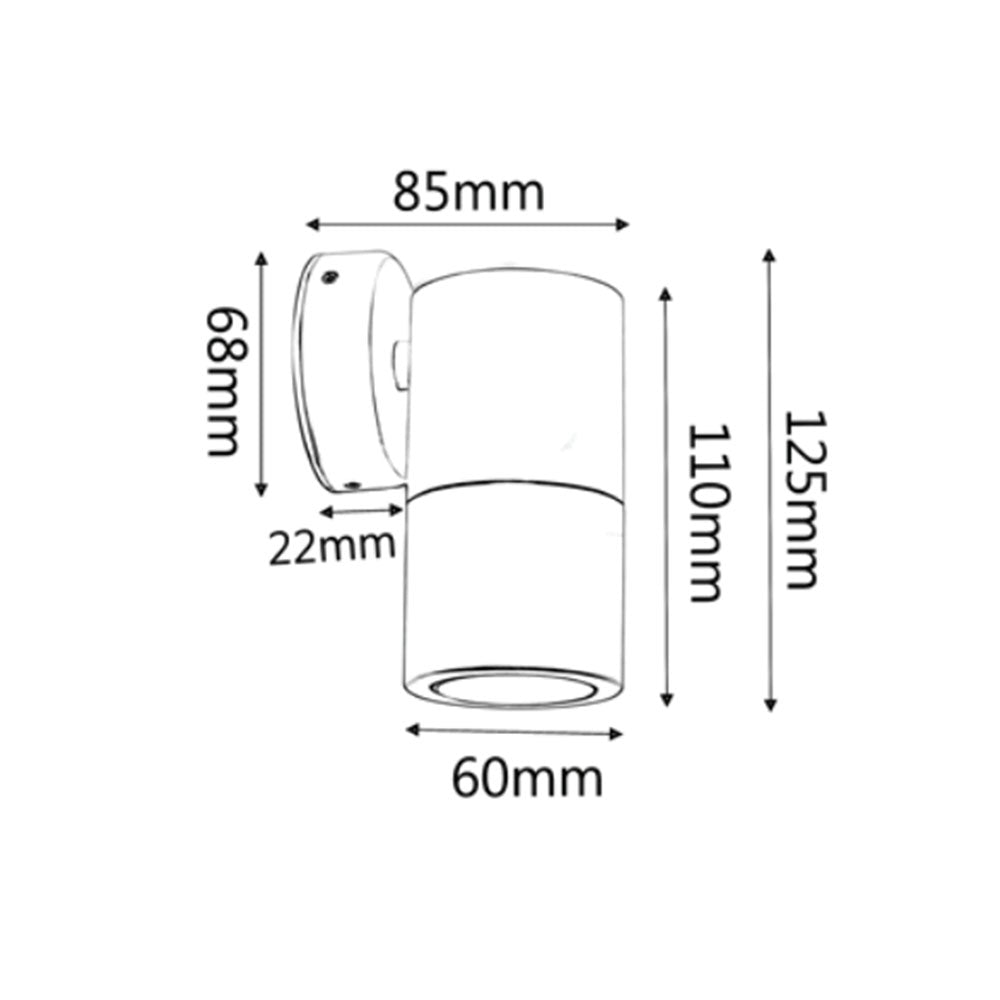 SINGLE FIXED GU10 Exterior Wall Pillar Spot Lights (Anodized Aluminium) IP65