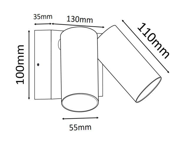 2x8w Led Spot Light With Sensor Bk - outdoor wall light - Lux Lighting