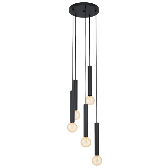 Cortenova H/l 5x60w E27 Blk - pendant - Lux Lighting