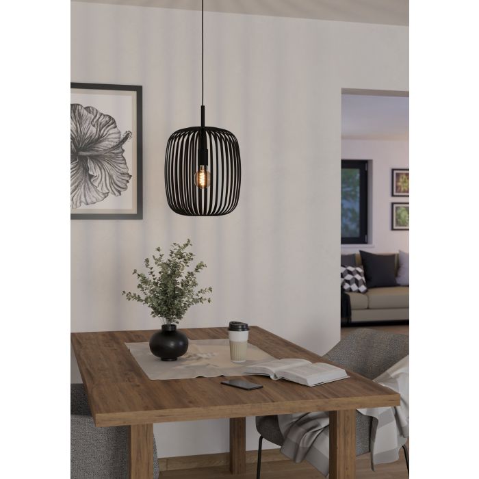 ROMAZZINA Pendant 1 x E27 BLK - pendant - Lux Lighting