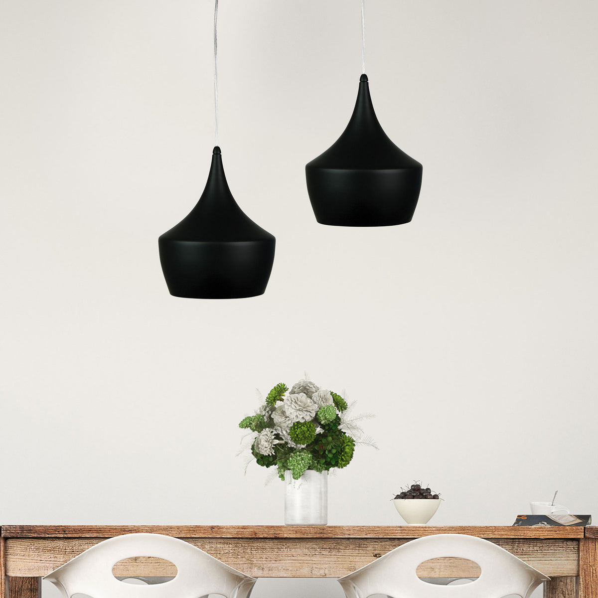 Chino 3 Metal Shade Pendant Matt BLACK - pendant - Lux Lighting