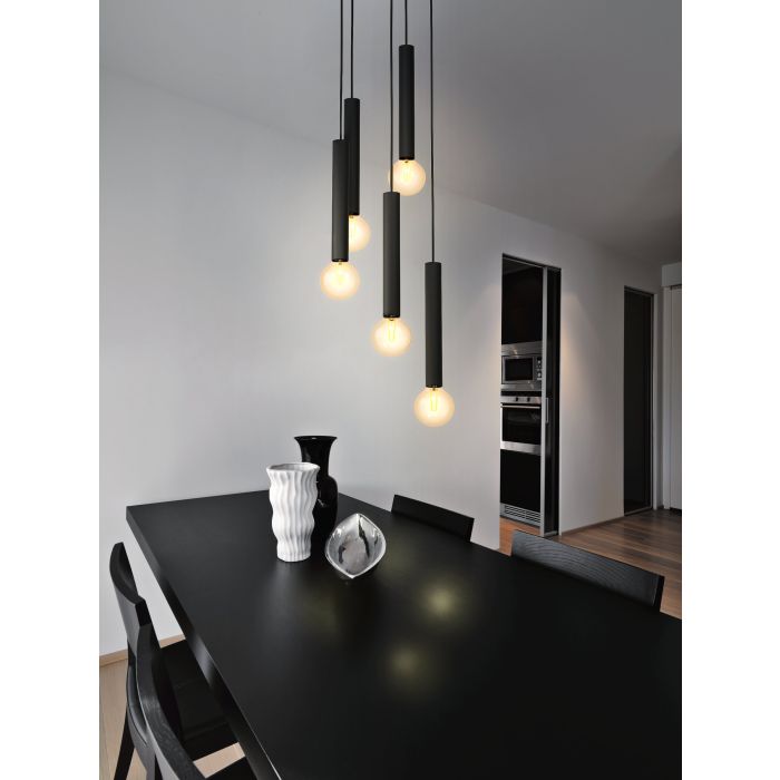 Cortenova H/l 5x60w E27 Blk - pendant - Lux Lighting