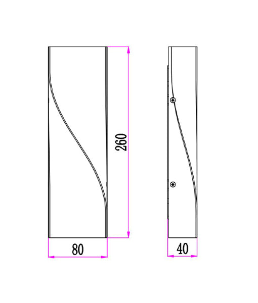 2x3w Up Down Wall Light Blk Tc Twist