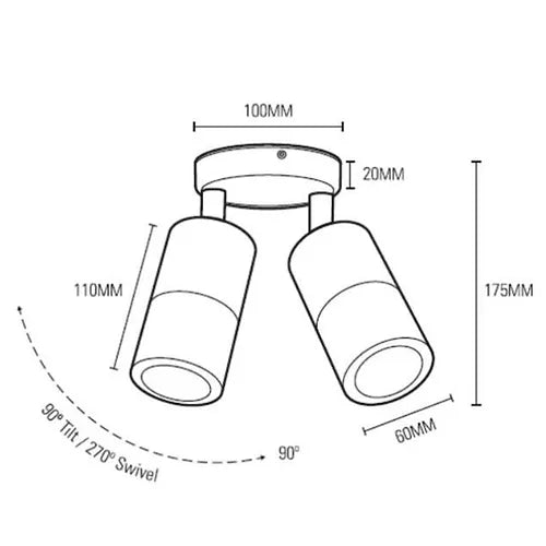 Double Ajustable Spot Titanium - outdoor wall light - Lux Lighting