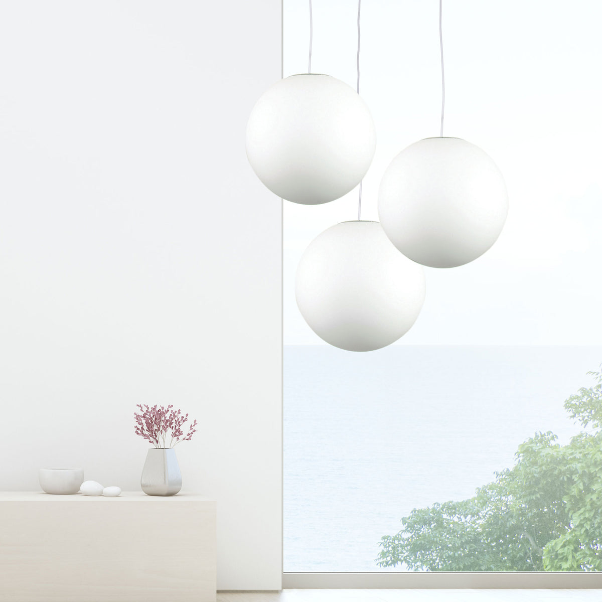 Phase 30cm Opal Acrylic White Pend - pendant - Lux Lighting