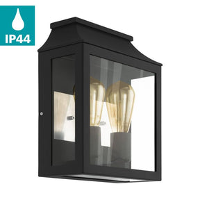 Soncino Exterior Wall Light 2x60w E27 Blk - outdoor wall light - Lux Lighting