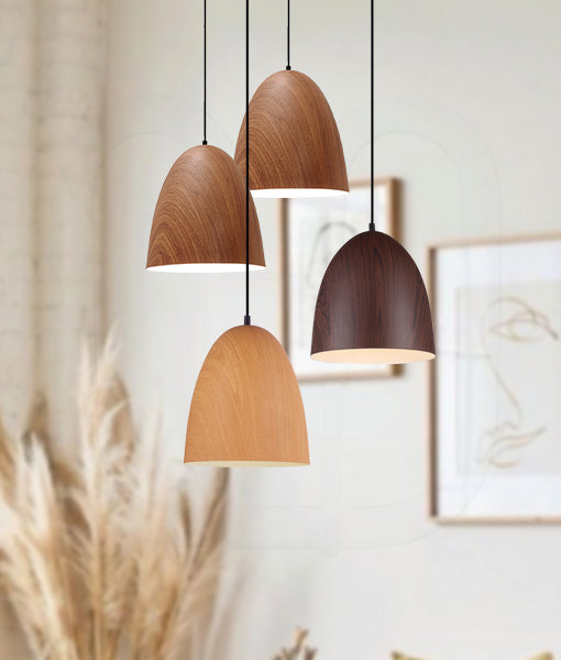 LIGNA Pendant Es Black / Walnut Oblong - pendant - Lux Lighting