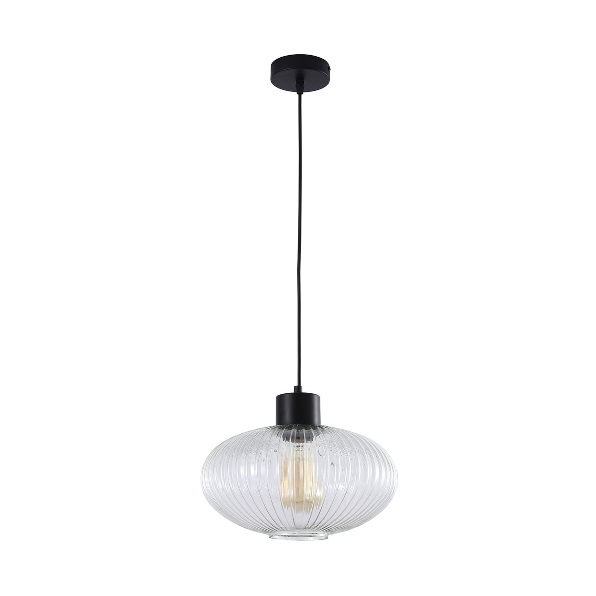 Miller.300 Single Pendant Clear glass /BLACK - pendant - Lux Lighting