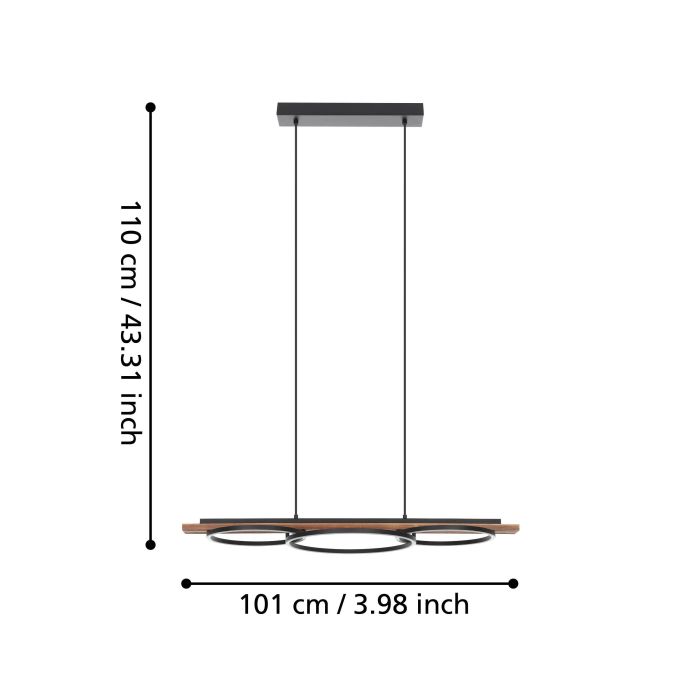 Boyal H/l 40.5w 3000k Blk/rustic Wood - pendant - Lux Lighting