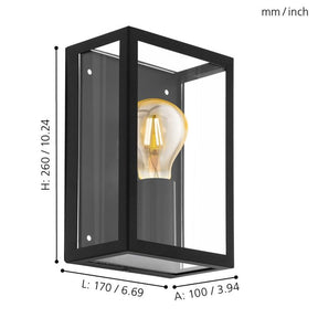 Alamonte 1 Exterior Wall Light 1x60w E27 Blk - outdoor wall light - Lux Lighting