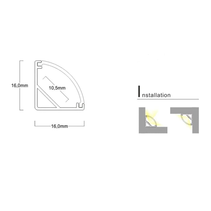 Strip channel corner aluminum 3m