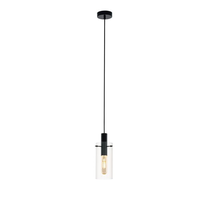 Montefino 1 light Pendant 1x60w E27 Blk/clr - pendant - Lux Lighting