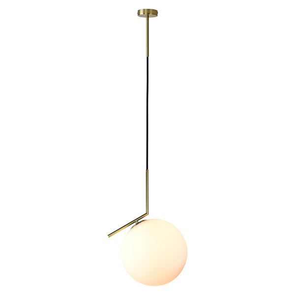 Ball Pendant 200mm Frosted Glass / brass frame - pendant - Lux Lighting