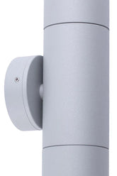 Round Up/Down Exterior Wall Light - Matt Silver Ip65 - outdoor wall light - Lux Lighting