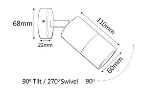 Single Adjustable Spotlight - Titanium - outdoor wall light - Lux Lighting