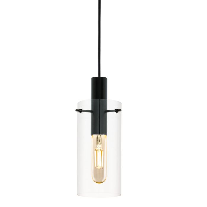 Montefino 1 light Pendant 1x60w E27 Blk/clr - pendant - Lux Lighting