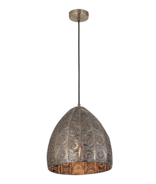 Embossed Ellipse Aged Brass Pendant ES - pendant - Lux Lighting