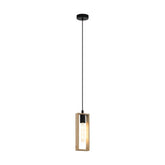 Littleton Pendant 1x60w E27 Blk/light Wood - pendant - Lux Lighting