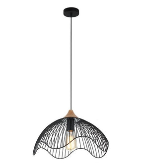 SPIAGGIA Pendant Es Blk Wire Dome W/wavy Edge - pendant - Lux Lighting