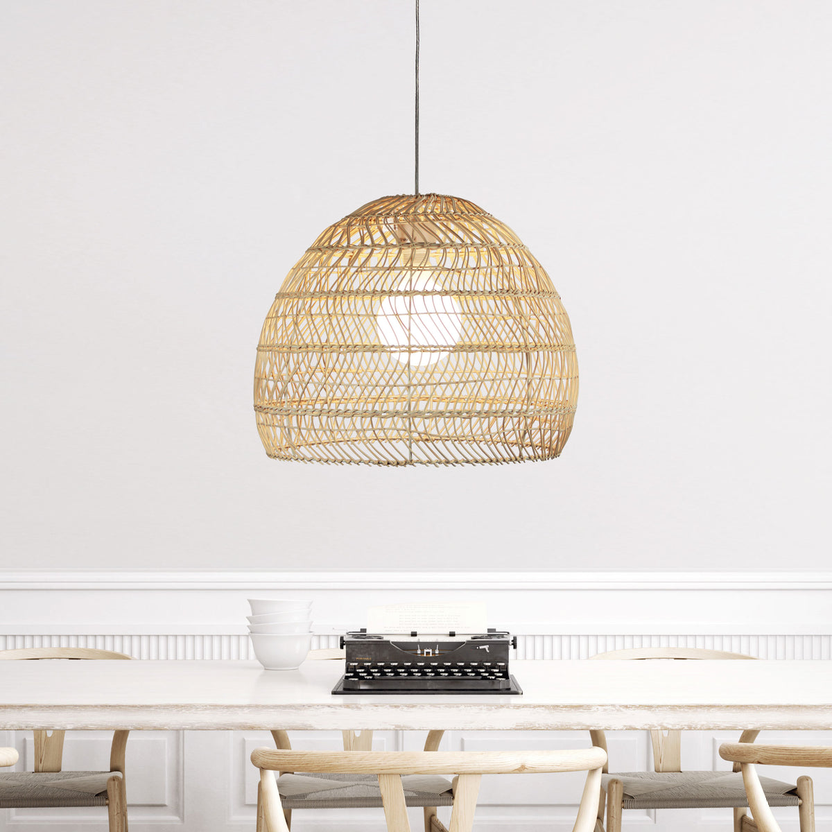 Mette.47 Natural Rattan Shade E27 - pendant - Lux Lighting