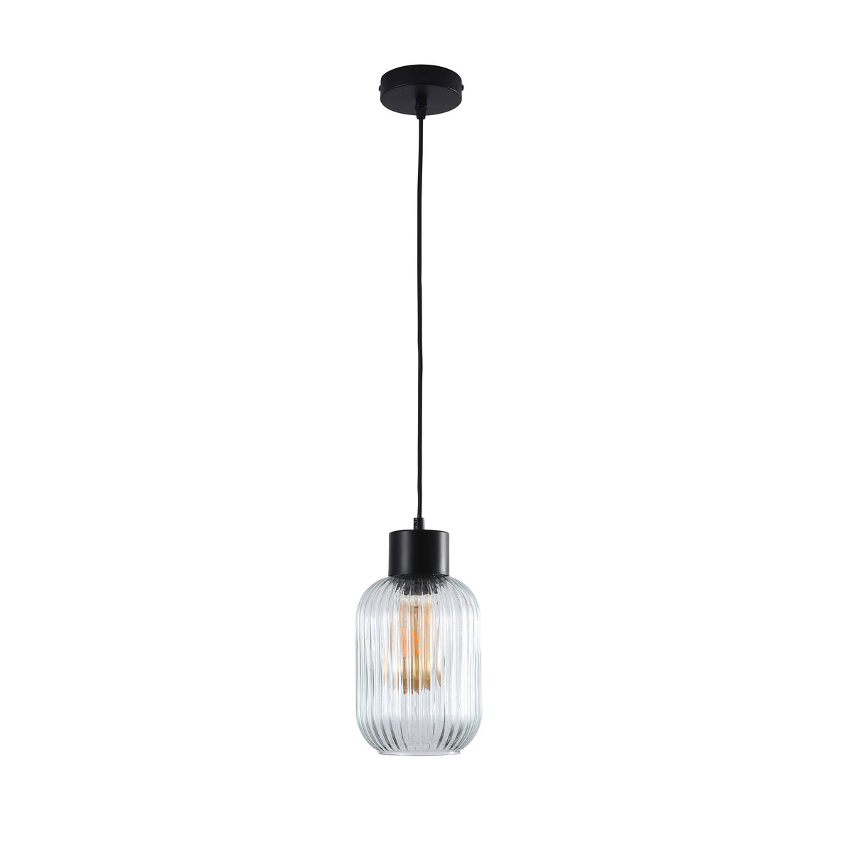 Miller.130 Single Pendant Clear/BLACK - pendant - Lux Lighting