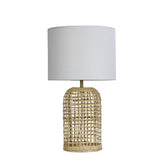 Brizo Rattan Lamp Base With Shade - Table Lamp - Lux Lighting