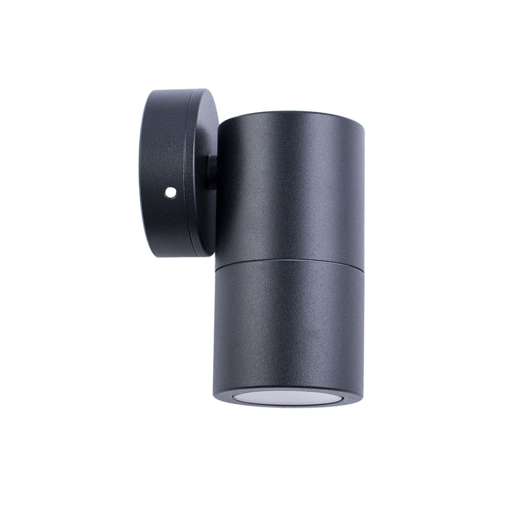 SINGLE FIXED GU10 Exterior Wall Pillar Spot Lights (Black Aluminium) IP65