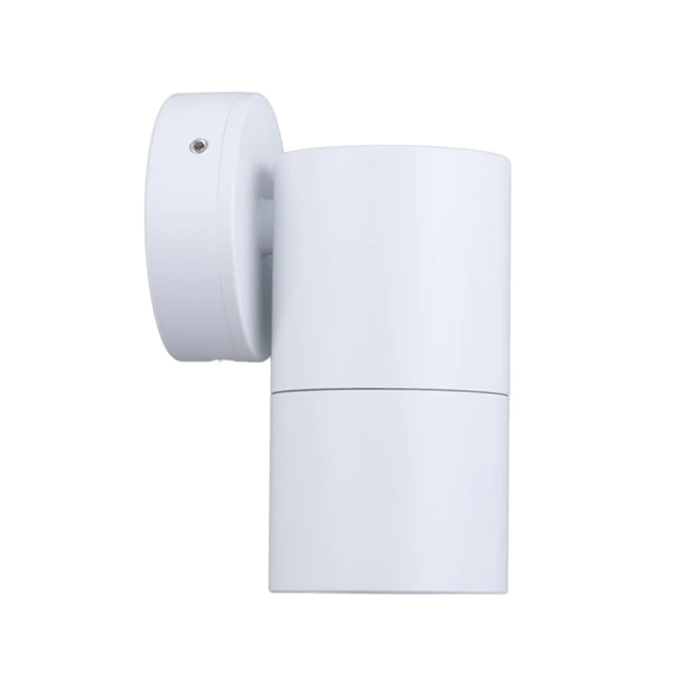 SINGLE FIXED GU10 Exterior Wall Pillar Spot Lights (White Aluminium) IP65