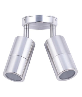 DOUBLE ADJUSTABLE GU10 Exterior Wall Pillar Spot Lights (Anodized Aluminium) IP65