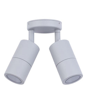 DOUBLE ADJUSTABLE GU10 Exterior Wall Pillar Spot Lights (Matte Grey) IP65