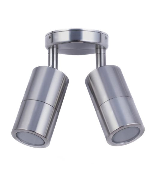 DOUBLE ADJUSTABLE GU10 Exterior Wall Pillar Spot Lights (Titanium Aluminium) IP65