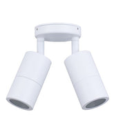 DOUBLE ADJUSTABLE GU10 Exterior Wall Pillar Spot Lights (White Aluminium) IP65