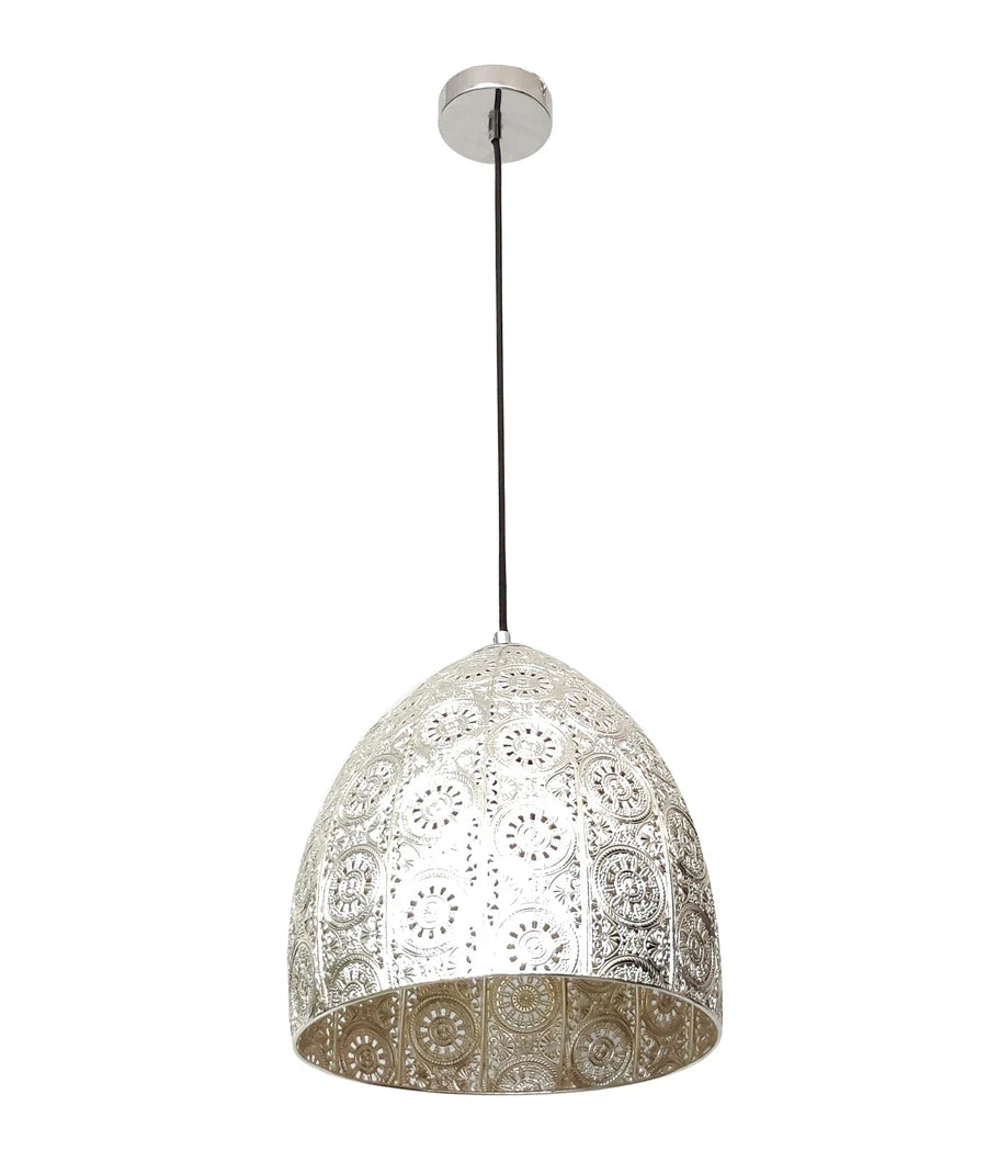 SARI: Bohemian Interior Embossed Ellipse Chrome Steel Pendant Light