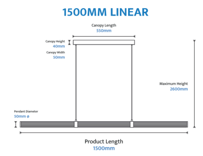 Charm 1500mm Linear LED Pendant black