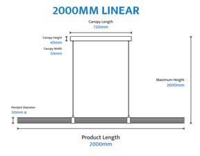 Charm 2000mm Linear LED Pendant black