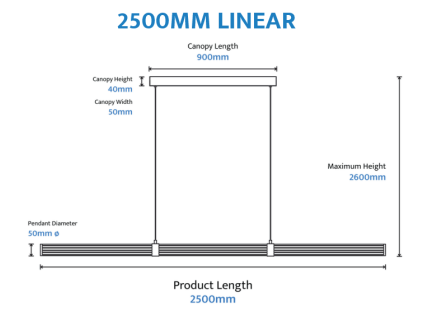 Charm 2500mm Linear LED Pendant black