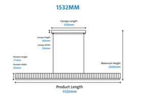 Prinia Waved 1532mm Linear LED Pendant white