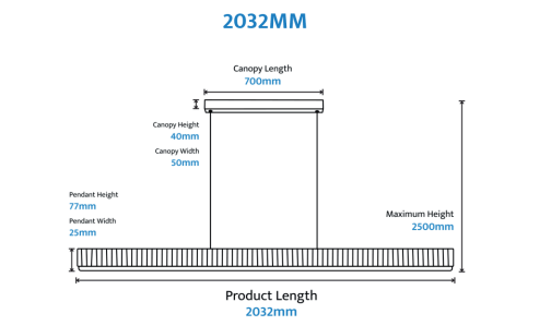 Prinia Waved 2032mm Linear LED Pendant white