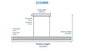 Prinia Waved 2532mm Linear LED Pendant white